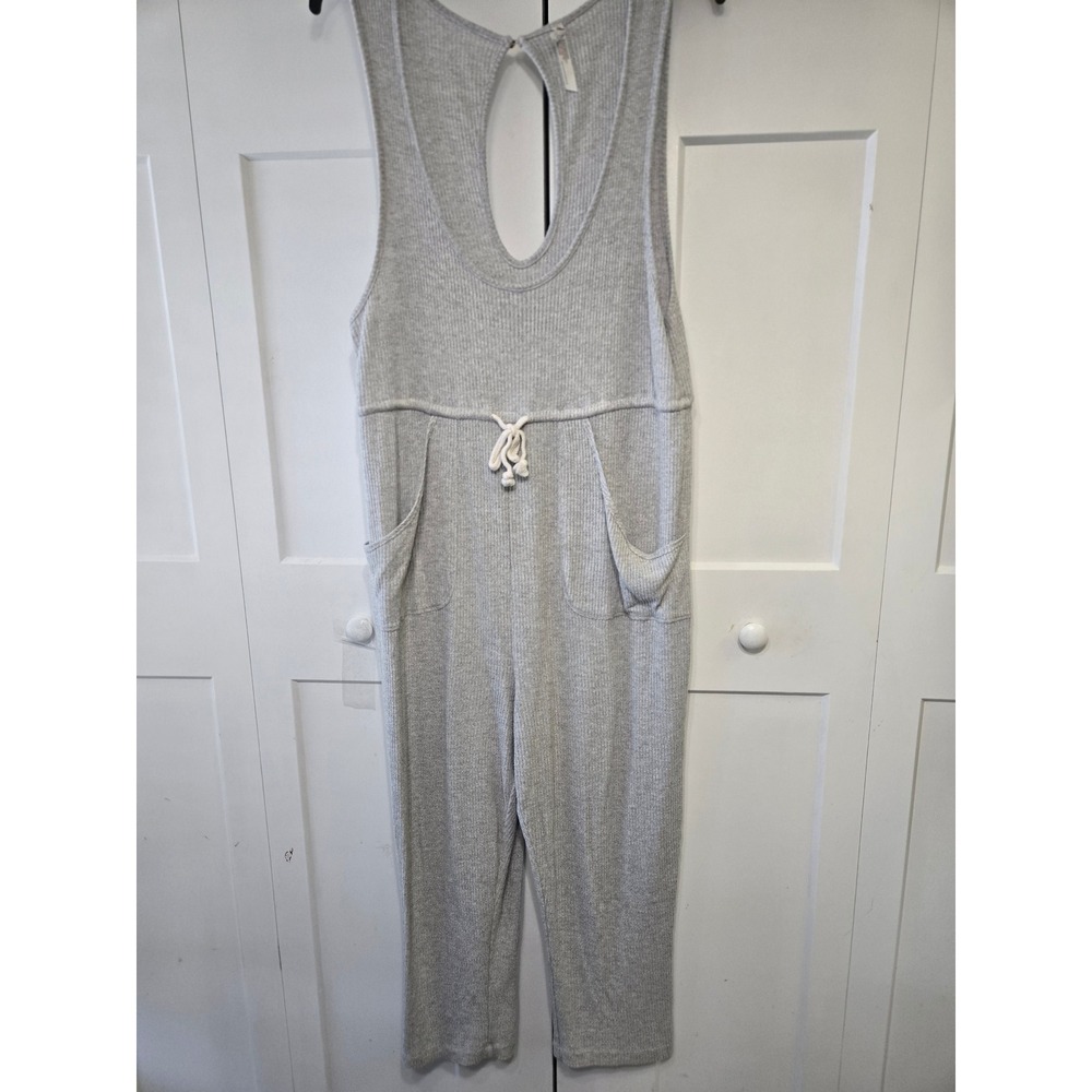 Intimately Free People Ribbed Knit Jumpsuit Gray Sleeveless Keyhole Back M